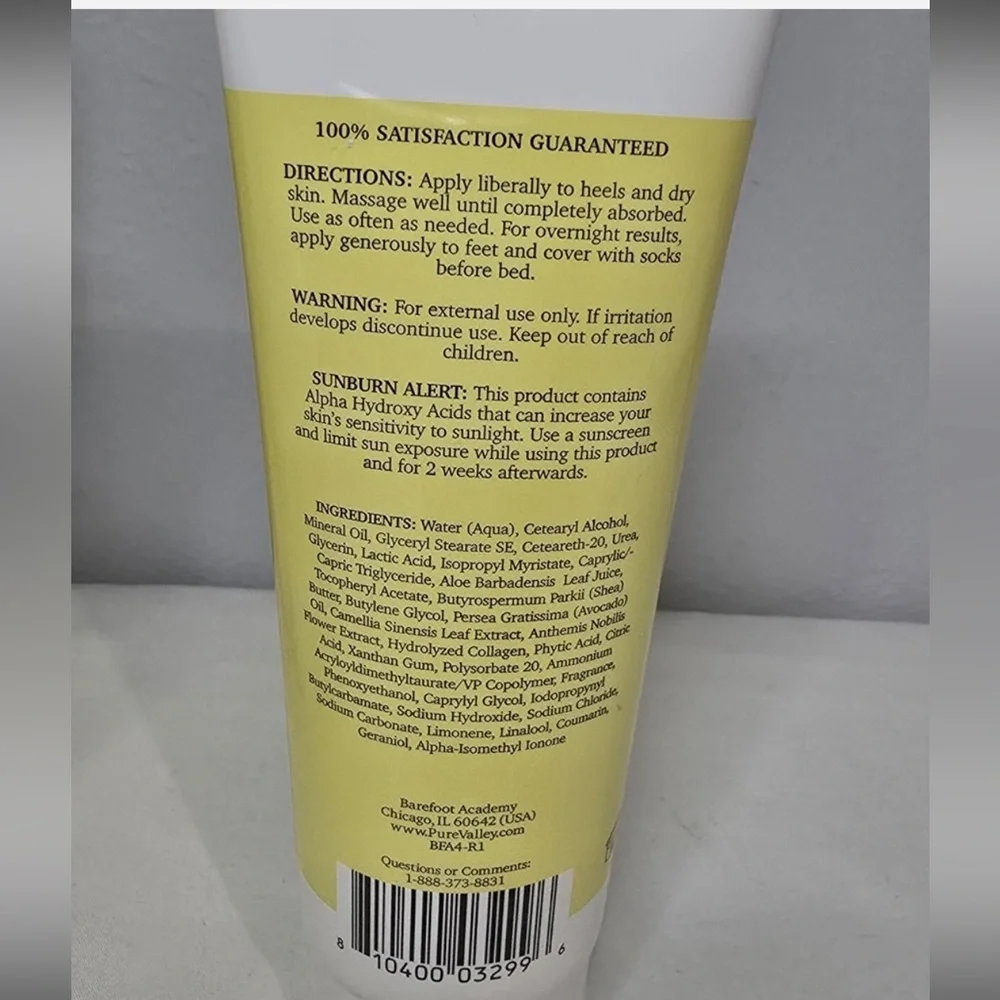 Barefoot Academy Cracked Heel Rough Foot Cream Shea Butter Lactic Acid Avocado